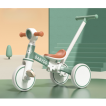 프리미엄 키즈 바이크 레트로 감성 아동 세발 자전거 3in1 인싸 4살 까지 사용, 레트로 그린-트롤링