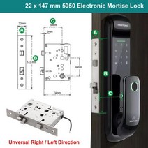 목문도어락 Tuya와이파이 스마트 도어 잠금 장치 Ttlock 블루투스 생체 인식 지문 디지털 암호 앱 카드 키리스 엔트리 전자, 22x147mm 8 Languages+Tuya WiFi