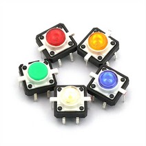 택트스위치 5pcs 조명 전술 버튼 1212 빨간색 흰색 파란색 노란색 녹색 led 3v 4 핀 재설정 12127.3mm
