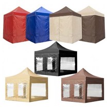 WINAIR 4COLORS 캐노피 방수 투명천막 지붕+프레임+투명바람막이+가방, 3mx3m_다크브라운(지붕+프레임+투명바람막이+가방)