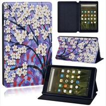 태블릿케이스 테블릿 아마존 파이어 7 5/7/9 세대/HD 8 6 세대 105 9 용 PU 가죽 태블릿 케이스 유화 시리즈 커버, 03 HD 8 (6th 7th 8th), [18] 18.purple tree paint