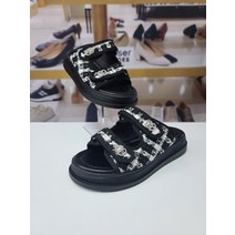 앙세르 앙세르 체크 패브릭 벨크로 뮬 샌들 4cm 20615MLC32
