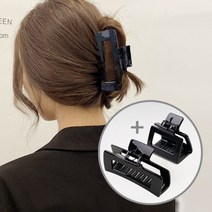 이쁨달다 무배 1+1 사각집게핀 s+L세트 파우치증정 투명 블랙 브라운 반머리 올림머리 꾸안꾸 뒷태미녀