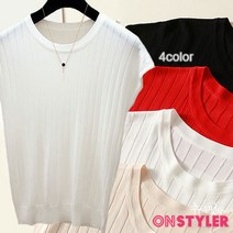 온스타일러 뉴욕멋쟁이 에이트 라운드 니트 민소매 티셔츠