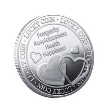 기념주화 메달 장식 코인 옛날돈 은화 수집 회국동전 행운의 동전 사랑 기념 입체 금속 양각 네 잎 클로버 선물, [02] Silver
