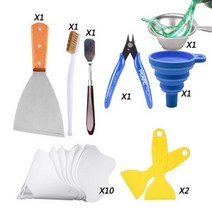 18PCS 수지 깔때기 필터 컵 금속 UV 경화 광자 청소 삽 주걱 3D 액세서리 키트 SLA 프린터 용 트리밍 도구, 1SET