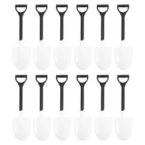 100pcs 플라스틱 일회용 미니 삽 숟가락 화분에 심은 케이크 아이스크림 가든 정원 파티, 하나, 검정, 흰색