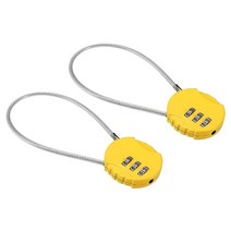 PATIKIL 콤비네이션 락 20.3cm(8인치) 3자리 야외 방수 코드 자물쇠 2개 와이어 로프 포함 수하물 체육관 사물함 울타리 도구 상자 백팩용 화이트130341, 2, Yellow