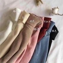 [당일배송] 여성 빅사이즈 목 폴라 골지 니트 티셔츠