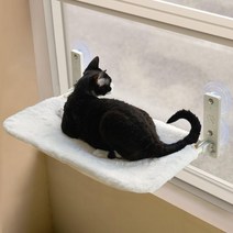 고양이 창 농어 강철 프레임과 강력한 흡입 컵 마운트가 있는 접이식 해먹 침대 실내 고양이를 위한 좌석 흰색, 화이트 리버서블 매트