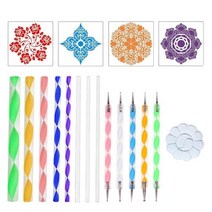 만다라 도팅 도구 페인팅 스텐실 세공 드로잉 스타일러스 DIY 스톤 엠보싱 스타터 드로잉 스타일러스 펜 아트 키트 도구, 18pcs