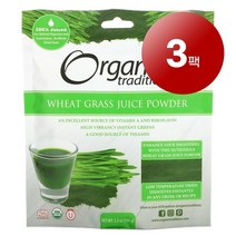 Organic Traditions 그린 슈퍼푸드 밀싹즙 파우더 Wheat Grass Juice Powder 150g 1팩, 3팩