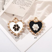 비즈아이 [7356-05]에폭팬던트(하트진주까멜리에) 20*21mm (골드) [1개], 블랙