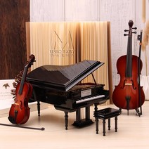 MUSIC BABY 미니어처 악기모형 피아노 현악기 기타 장식 피규어, B) 소형피아노 10cm 바이올린