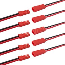 일렉킹 JST 2P 하네스케이블 암숫 2핀 하네스커넥터 RC 배터리단자 24AWG 와이어케이블 2핀 플러그 레드