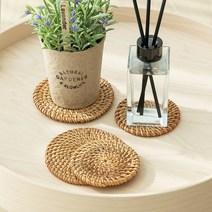 할할메이드 라탄 티코스터 컵받침대 컵코스터 4P, 컵받침대 4P 8cm