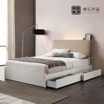 [금성침대X베드리움] 수납 퀸 서랍 침대(Q)-독립 매트리스, 화이트