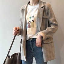 세미 클래식 체크자켓 20대여성 하객룩 재킷 여자마이