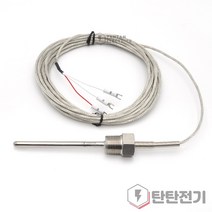 TC-N 1/2 PT 볼트 타입 PT100오옴 100mm 리드선 2m SUS304 측온저항체 3선 RTD 니플 온도센서, 1개