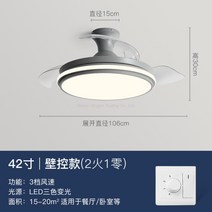 WARM샤오미 실링팬 천장형 타프팬 욕실 거실 침실 천정 환기 선풍기 에코팬 실링펜, 그레이 42인치 변광 88W+벽제어