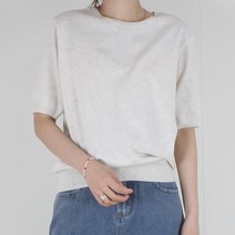 마켓메이트 린넨 반팔 라운드넥 니트 여성 여름 니트티 여자 시원한 간절기 티셔츠