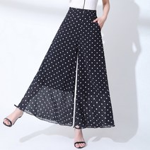 여자 치마바지 꾸안꾸 인싸 쉬폰 와이드 9부 팬츠