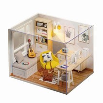 미니어처 하우스 박스 소품 장식 DIY hutt 스터디룸 장난감 키트 공주 인형의 집 수제 수동 조립 모델 가구 3D 나무, [02] B