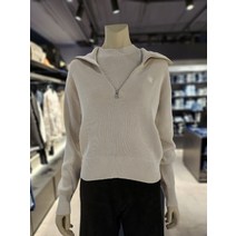 캘빈클라인진 여성 하프집업 와이드 카라 니트 스웨터 J222306-BI, 아이보리