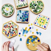 티코스터 만들기 컵받침DIY 우드 타일 컵받침대 키트, 레인보우, 1세트