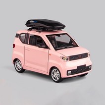 1:24 장난감 자동차 WuLing 미니 EV 다이 캐스트 합금 금속 자동차 모델 풀 백 자동차 장난감 차량 미니어처 스케일 생일 선물, 핑크