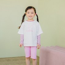 슈슈샤샤 보송반팔티 아동 라운드 레이어드 기본티