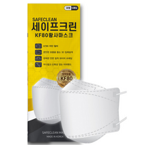 세이프크린 KF80 황사 미세먼지 마스크 대형 100매, 18개, 화이트