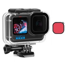 GoPro Hero 11 10 9 용 60M 방수 케이스 검정색 보호 다이빙 수중 하우징 셸 커버 빨간색 보라색 컬러 필터 Go Pro, [03] Case with Filter-1