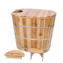 히노끼탕 1인용 반신욕기 편백나무 욕조 사우나 목욕, 90x60x80cm 우드