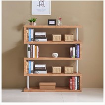 벤치책장 전면 장 만화책 슬라이딩 시스템 선반 책장 서재 다용도 수납 랙 북유럽 인테리어 선반 교구장, 화이트