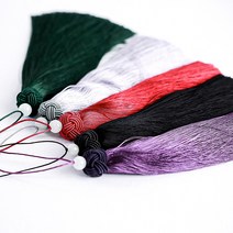 가배리본 16cm 매듭문양 롱태슬 한복장신구 부자재, 다크그린