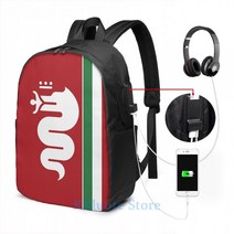 기분 재미 그래픽 인쇄 알파 로미오 비시온 USB 충전 배낭 남자 학교 가방 여성 여행 노트북