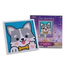 MYTOYS 보석십자수 액자형 15X15cm 뼈다귀 강아지, 혼합색상, 1개