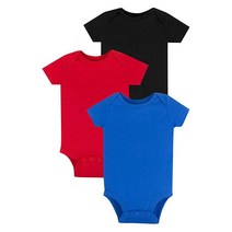 Lamaze 유기농 남아용 반소매 면 바디수트 스냅 클로저 반팔 면 바디수트 스냅 클로저 블루/그린/화이트.