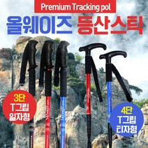 캠핑 3단 초경량 백패킹 4단 I그립 심마니 구조 등산스틱 어린이등산스틱 T그립 산악, 3단일자형스틱(레드)