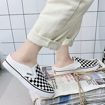 캐주얼 남여공용 체크 뮬 스니커즈 데일리 운동화