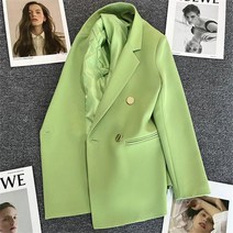 여성 블레이져 코트 블레이저 템퍼러먼트 메탈 긴팔 블 가을 맞춤형 버클 바바리