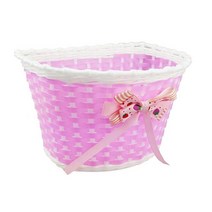 스쿠터 바구니 수제 플라스틱 짠 자전거 캐리지 중공 손잡이 앞 보관 상자 가방, 01 pink