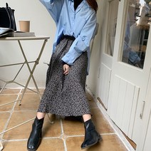 여자 여성 하늘하늘핏 쉬폰 꽃 플라워 무늬 패턴 긴 치마 롱 스커트