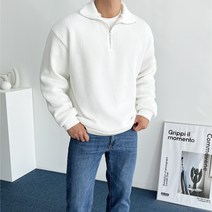 데일트 남자 빅사이즈 골지 스판 반집업 니트 맨투맨 티셔츠