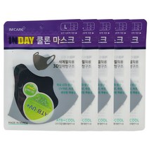 인데이 쿨론 마스크 블랙 L 5개 국내생산 UV차단 사계절 3D일체형