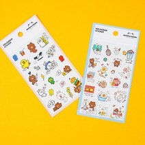 라인프렌즈 브라운앤프렌즈 PVC 홀로그램 스티커, 블루