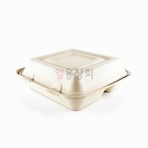 [ILYONG] 펄프용기 DRP B-027 3칸 뚜껑 일체형 200개 크라프트 사각 종이도시락, 단품, 단품