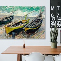 아트빈 인테리어 캔버스 이미지액자 모네 세척의 고기잡이배 A1(841x594x30mm) 그림액자 인테리어소품 수작업 제품 모네작품 주문제작 상품 미술관 전시관 갤러리랩 방식 입주선물 지인선물 액자, 캔버스원단
