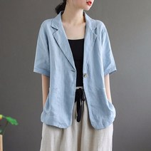 퀸앤조이 시원하게 린넨 자켓 반팔